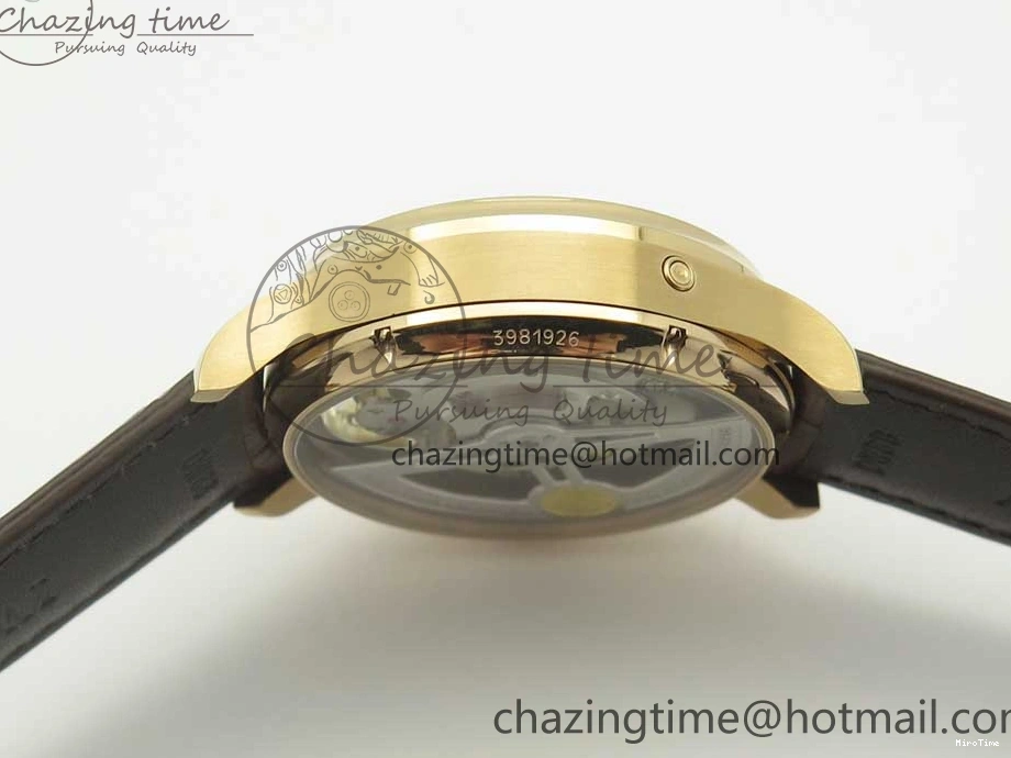 MIROTIME 0223 Portuguese Tourbillon IW504602 RG ZF Best Edition White Dial on Brown Leather Strap Stretchable 7178